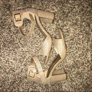 Gold chunky heels